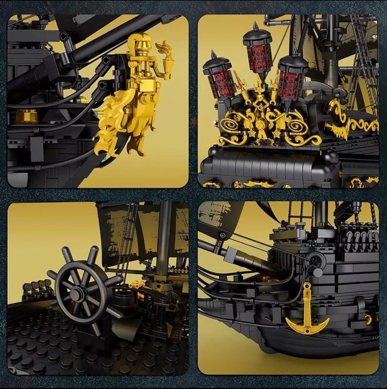 ReoBrix 66036 Black Pearl Piratenschiff-Set – 4910 Teile, High-Detail Klemmbaustein-Modell mit Funktionsdetails für Sammler