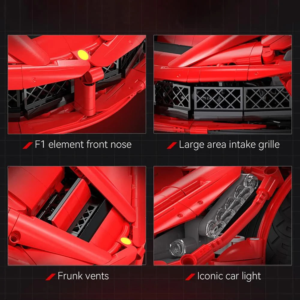 Premium CaDA LaFerrari Klemmbaustein-Set (Hypercar C61505W) – 1:8 Modell mit RC-Funktionen, LED-Beleuchtung & High-Detail Technik