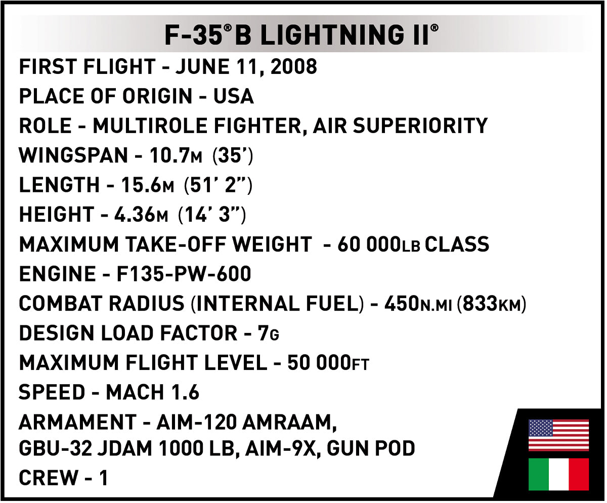 COBI F-35B STOVL Lightning II 1:48 (5857) – Stealth Kampfjet Klemmbaustein Modell mit 610 Teilen