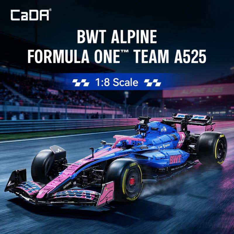 CaDA BWT Alpine F1 Team A525 C64012W – Formel 1 Klemmbaustein Modellauto 1:8 mit 2173 Teilen