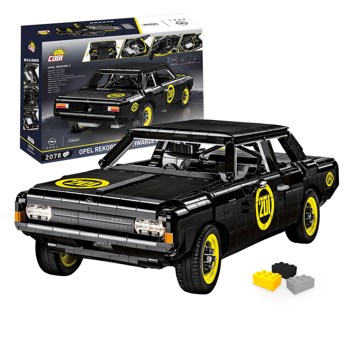 COBI Opel Rekord C Schwarze Witwe – 2078 Teile Oldtimer Klemmbaustein Modell 1:12