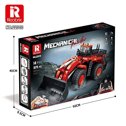 REOBRIX 22010 Roter Radlader – Dynamisches Klemmbaustein-Modell | 600+ Teile Bau-Set