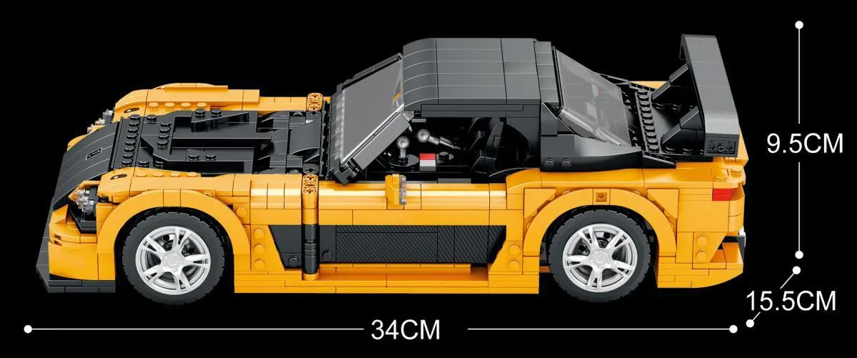 REOBRIX 11029 Mazda RX-7 Supercar – 1482 Teile Klemmbaustein-Modell | 1:12 Sportwagen Baukasten