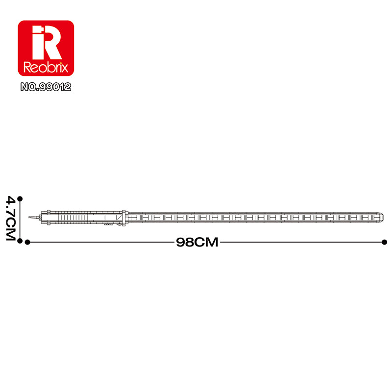REOBRIX 99012 Gelbes Lichtschwert – 712 Teile Bau-Set | Leuchtendes Sci-Fi-Modell aus Klemmbausteinen
