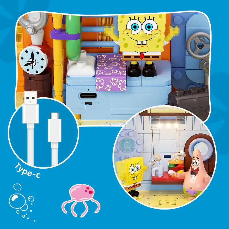 Areax AB0064 Ananashaus – Spongebob 1445 Teile Technik-Klemmbaustein-Modell | Großes Bauprojekt & Display-Set