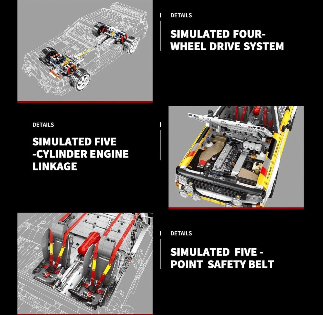 BoleBrick Audi Rally Quattro Group B 1984 – 3886 Teile RC Rallye-Klemmbaustein-Set | 1:8 Scale Klassiker