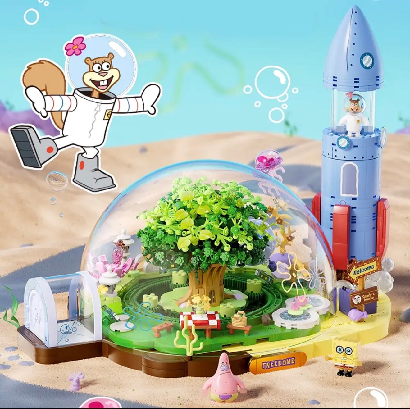 Area-X AB0088 Sandy’s Treedome – SpongeBob Klemmbaustein-Modell mit Mini-Figuren