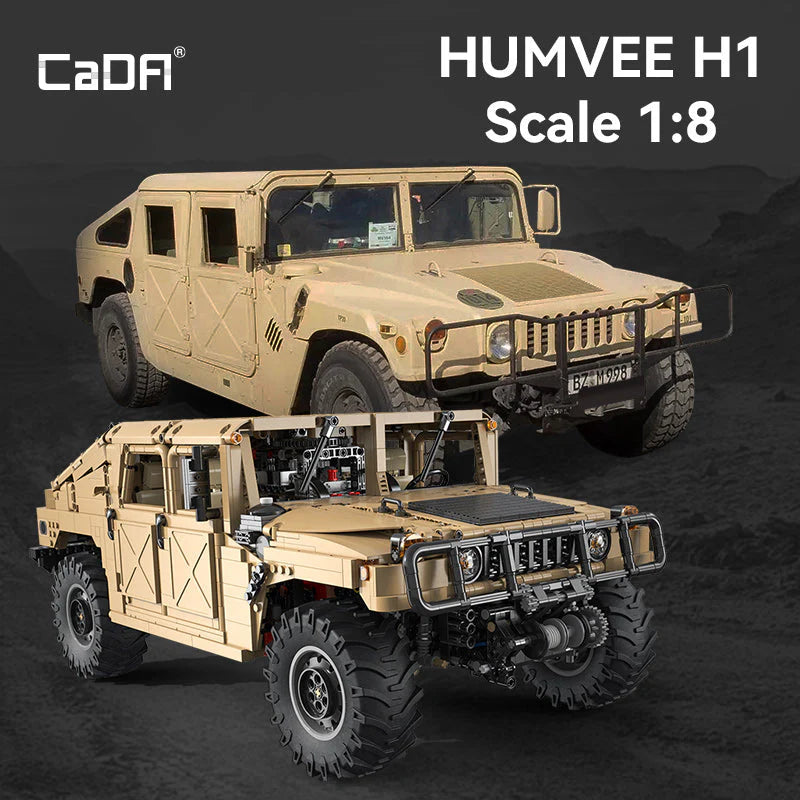 CaDA Humvee 1:8 Offroad Fahrzeug C61036W – 3935 Teile Militär Truck mit Federung & Allradantrieb