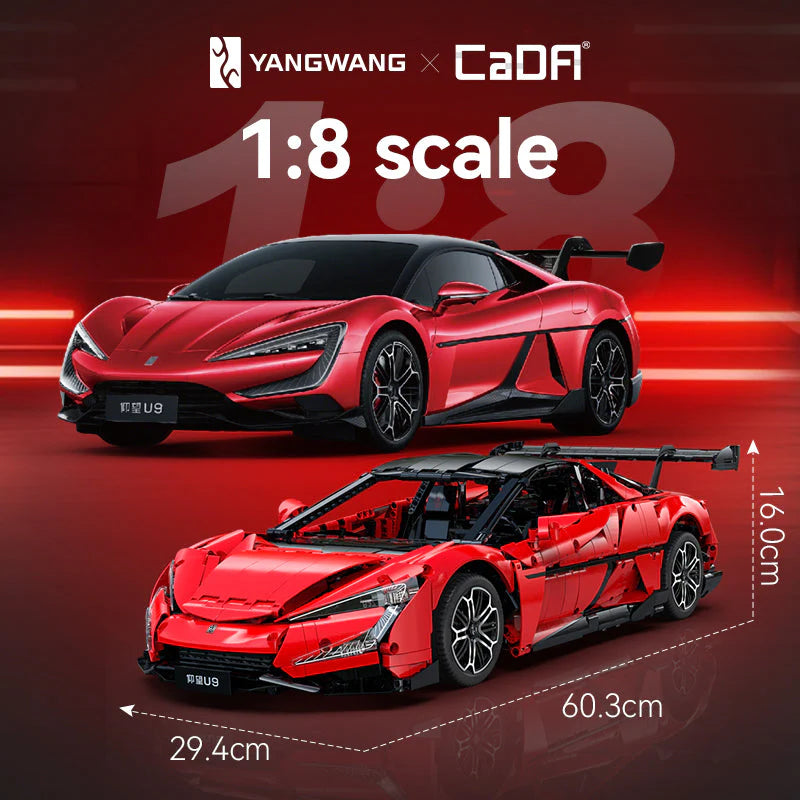 CaDA YangWang U9 Supercar 1:8 C64011W – 3671 Teile Hypercar mit 8-Gang-Getriebe, Federung & “Dancing Car” Funktion