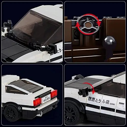 Mould King 27013 AE86 Drift Car – 399 Teile Klemmbaustein Modellauto mit Vitrine
