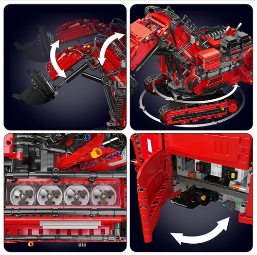 Mould King 17071 Schwerlastbagger Rot – 4767 Teile RC Technik-Klemmbaustein mit Motoren