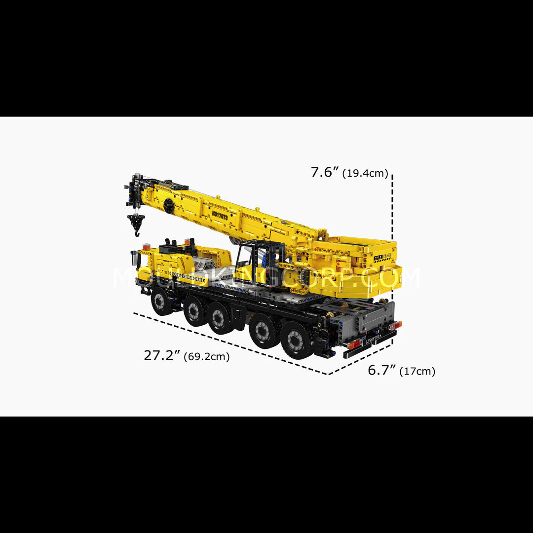 Mould King 17073 LTM 1110 Mobilkran Gelb – 3218 Teile RC Technik-Klemmbaustein mit 8 Motoren
