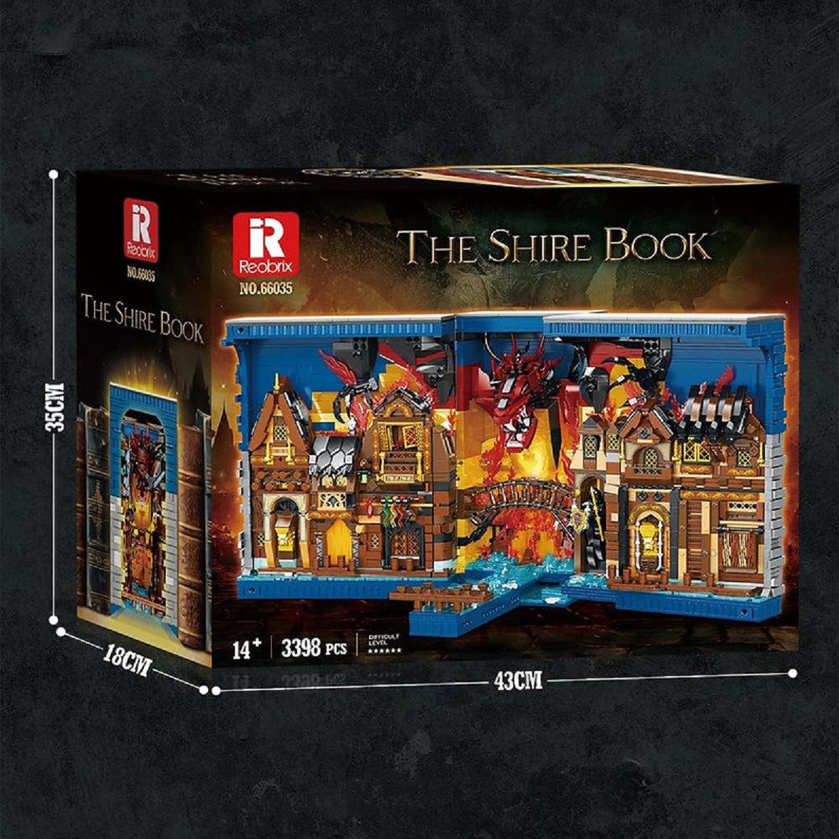 Reobrix 66035 The Shire Book – 3398 Teile Fantasy Buchstütze mit LED Klemmbausteine