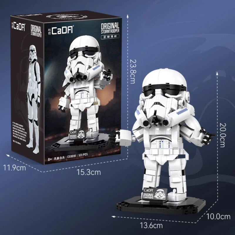 CaDA C59091 Original Stormtrooper – 531 Teile Klemmbaustein Sammlerfigur mit Displayständer