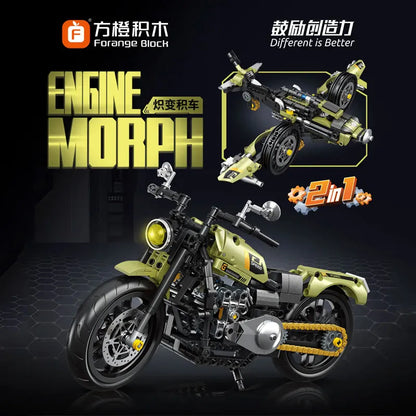 Forange FC9303 Technic Engine-Morph Motorcycle – 2-in-1 Technic-Bausatz, Motorrad & Roboter, 600+ Teile