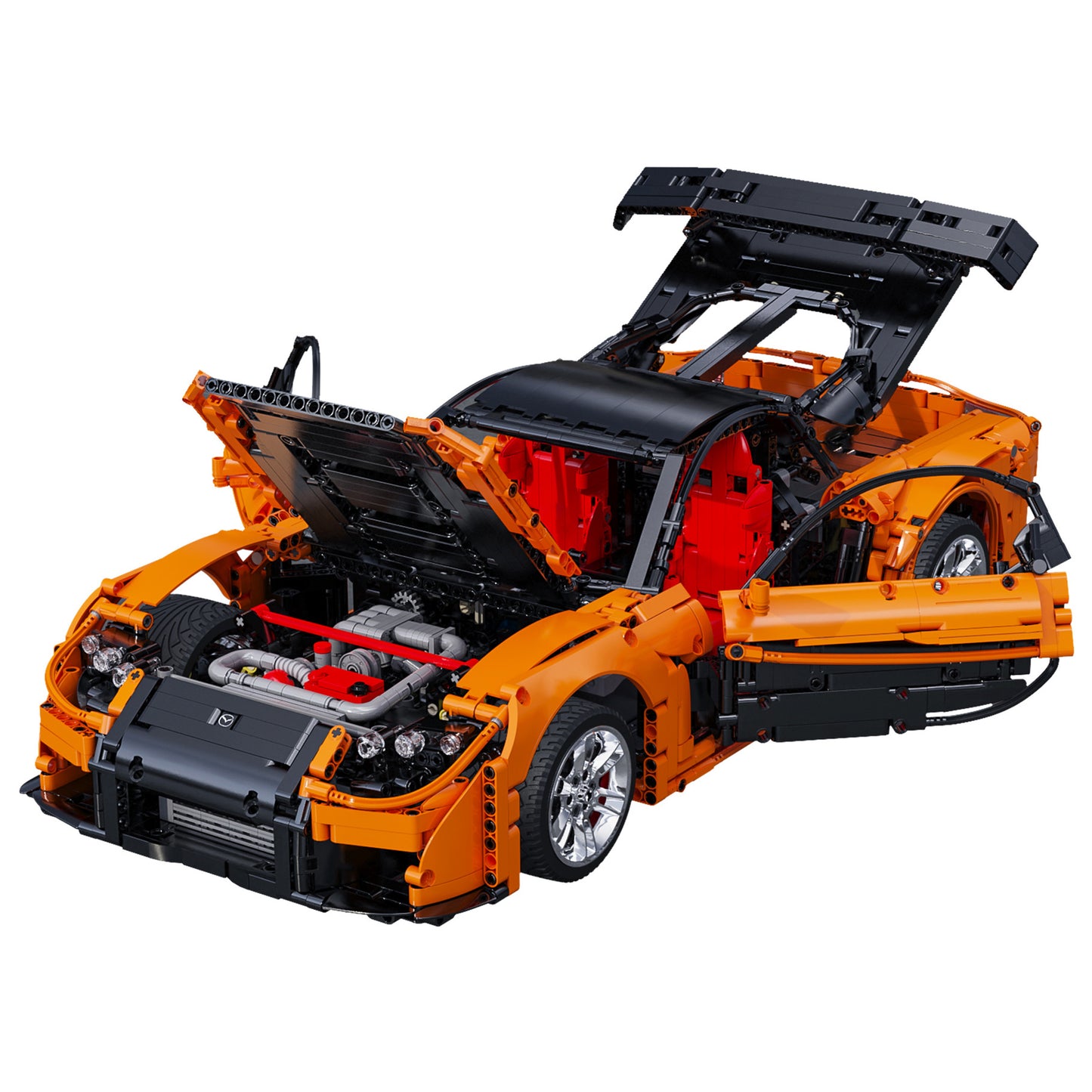 Premium CaDA Mazda RX-7 1:8 Klemmbaustein-Set (3182 Teile) mit RC-Fernsteuerung, LED-Beleuchtung & High-Detail Technik-Modell