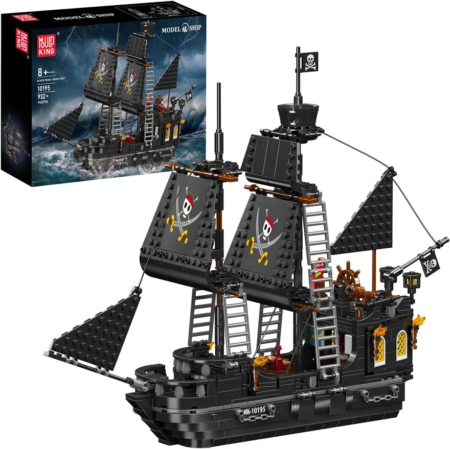 Mould King Black Pearl Piratenschiff-Set 10195 – 1:64 High-Detail Klemmbaustein-Modell mit Funktionsteilen & Deko-Qualität