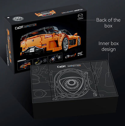 Premium CaDA Mazda RX-7 1:8 Klemmbaustein-Set (3182 Teile) mit RC-Fernsteuerung, LED-Beleuchtung & High-Detail Technik-Modell