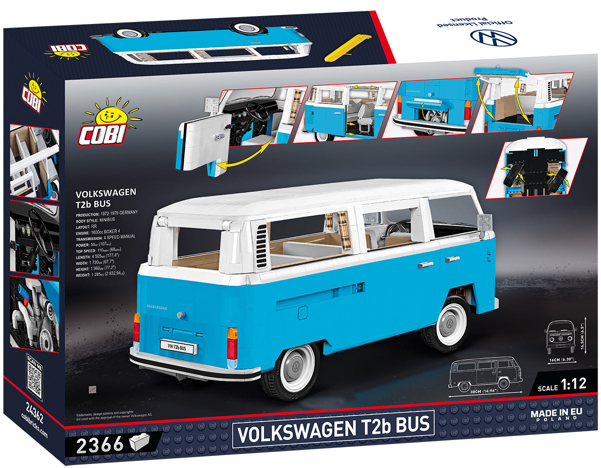 COBI Volkswagen T2b Bus 1:12 (24362) – VW Bulli Klemmbaustein Modell mit 2366 Teilen