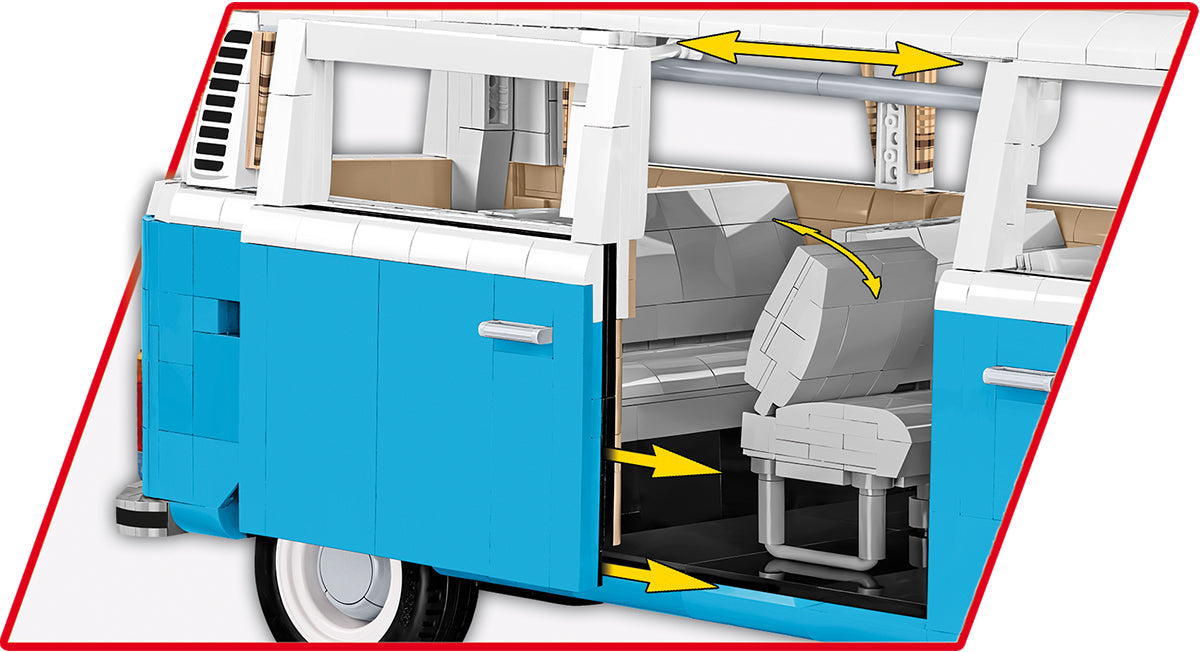 COBI Volkswagen T2b Bus 1:12 (24362) – VW Bulli Klemmbaustein Modell mit 2366 Teilen
