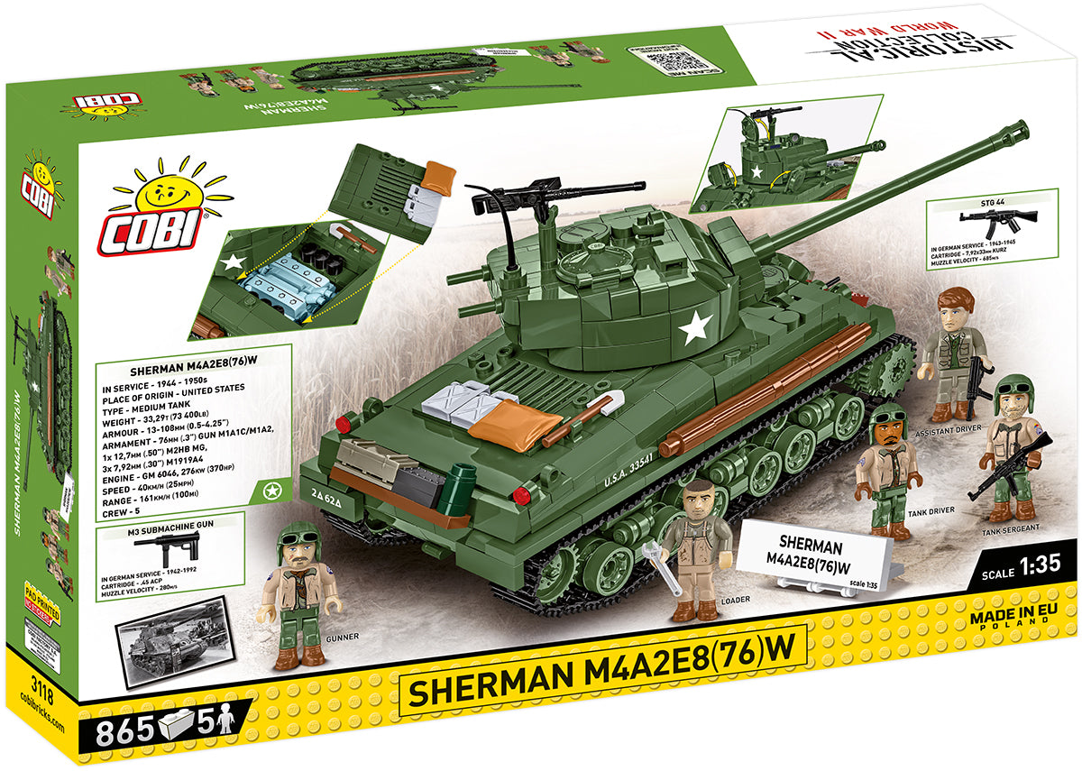 COBI Sherman M4A2E8 „Easy Eight“ Panzer 1:35 (3118) – WWII Klemmbaustein Set mit 865 Teilen