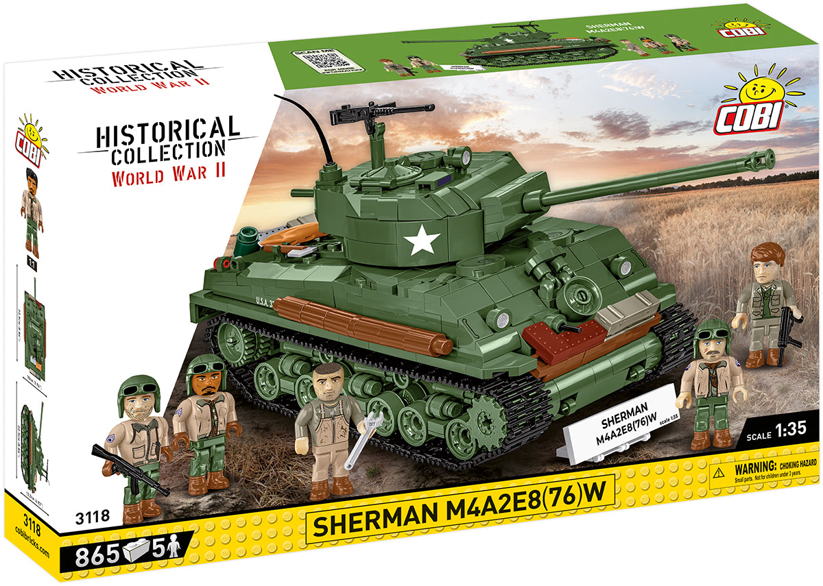 COBI Sherman M4A2E8 „Easy Eight“ Panzer 1:35 (3118) – WWII Klemmbaustein Set mit 865 Teilen