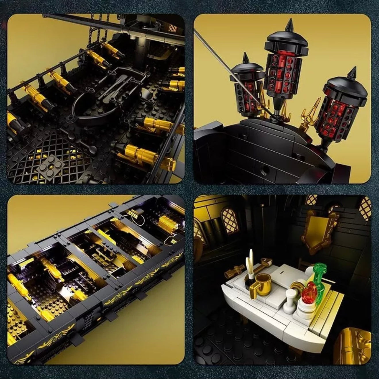 ReoBrix 66036 Black Pearl Piratenschiff-Set – 4910 Teile, High-Detail Klemmbaustein-Modell mit Funktionsdetails für Sammler