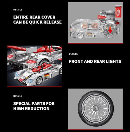 Baka Bole Brick Audi R8 LM RC-Technik-Set (2426 Teile) – Klemmbaustein-Modell mit Fernsteuerung & Detaillierter Konstruktion