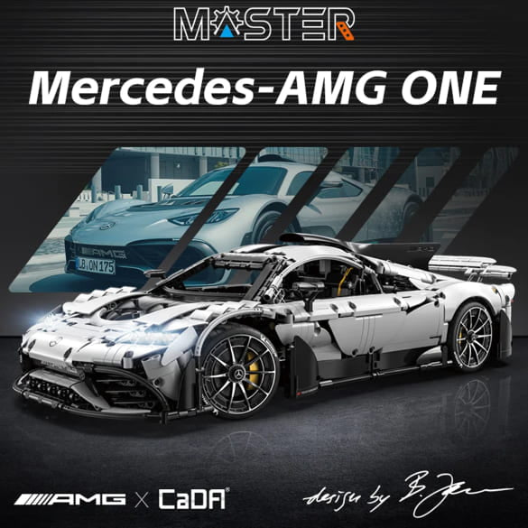Premium CaDA Mercedes-AMG ONE 1:8 Klemmbaustein-Set (3290+ Teile) mit RC-Fernsteuerung & LED-Beleuchtung – High-Detail Technic Modell