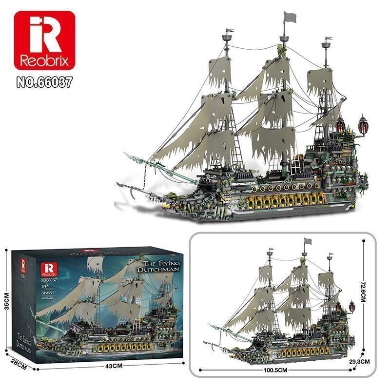 ReoBrix Flying Dutchman Klemmbaustein-Set – 66037, 5865 Teile, High-Detail Piratenschiff-Modell mit Deko-Qualität