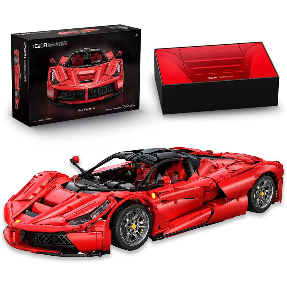 Premium CaDA LaFerrari Klemmbaustein-Set (Hypercar C61505W) – 1:8 Modell mit RC-Funktionen, LED-Beleuchtung & High-Detail Technik