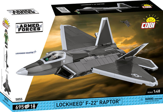 COBI Lockheed F-22 Raptor 1:48 (5855) – Stealth Kampfjet Klemmbaustein Modell mit 695 Teilen