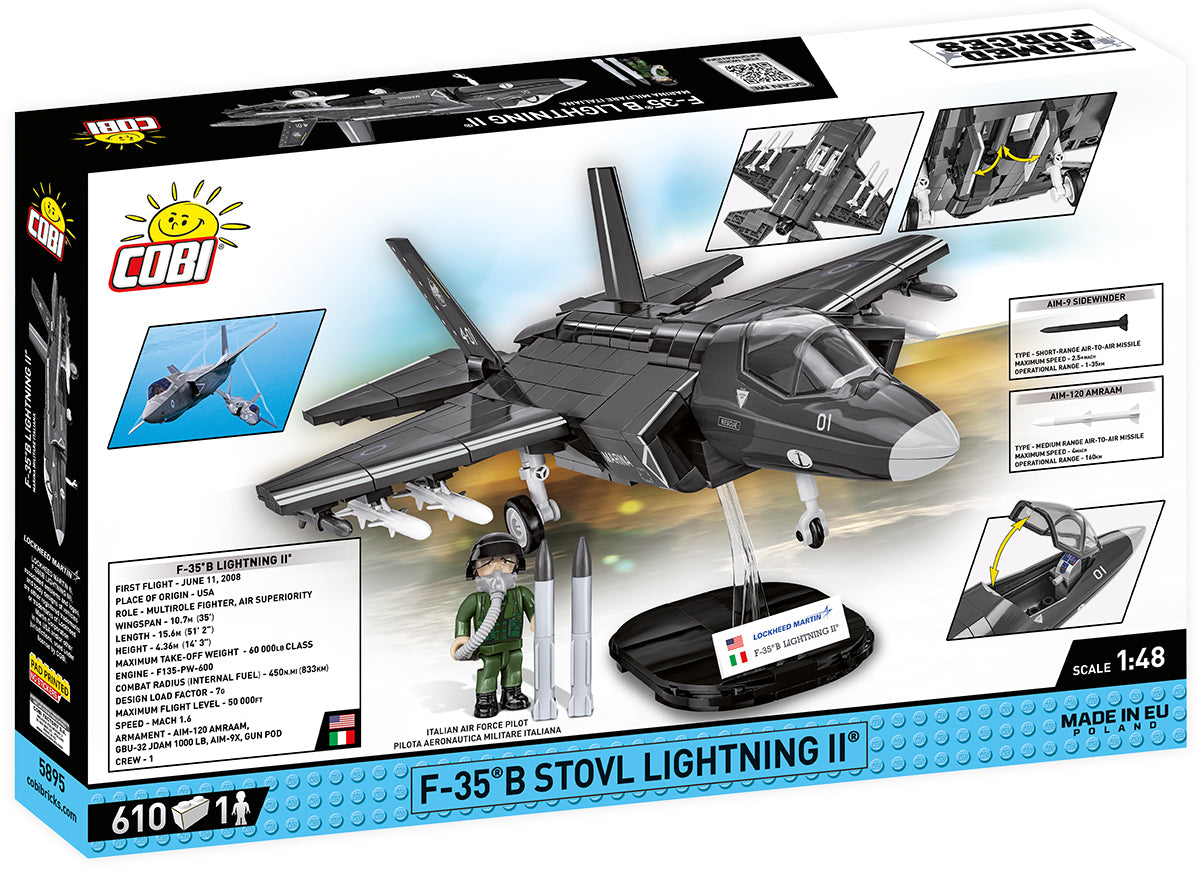 COBI F-35B STOVL Lightning II 1:48 (5857) – Stealth Kampfjet Klemmbaustein Modell mit 610 Teilen