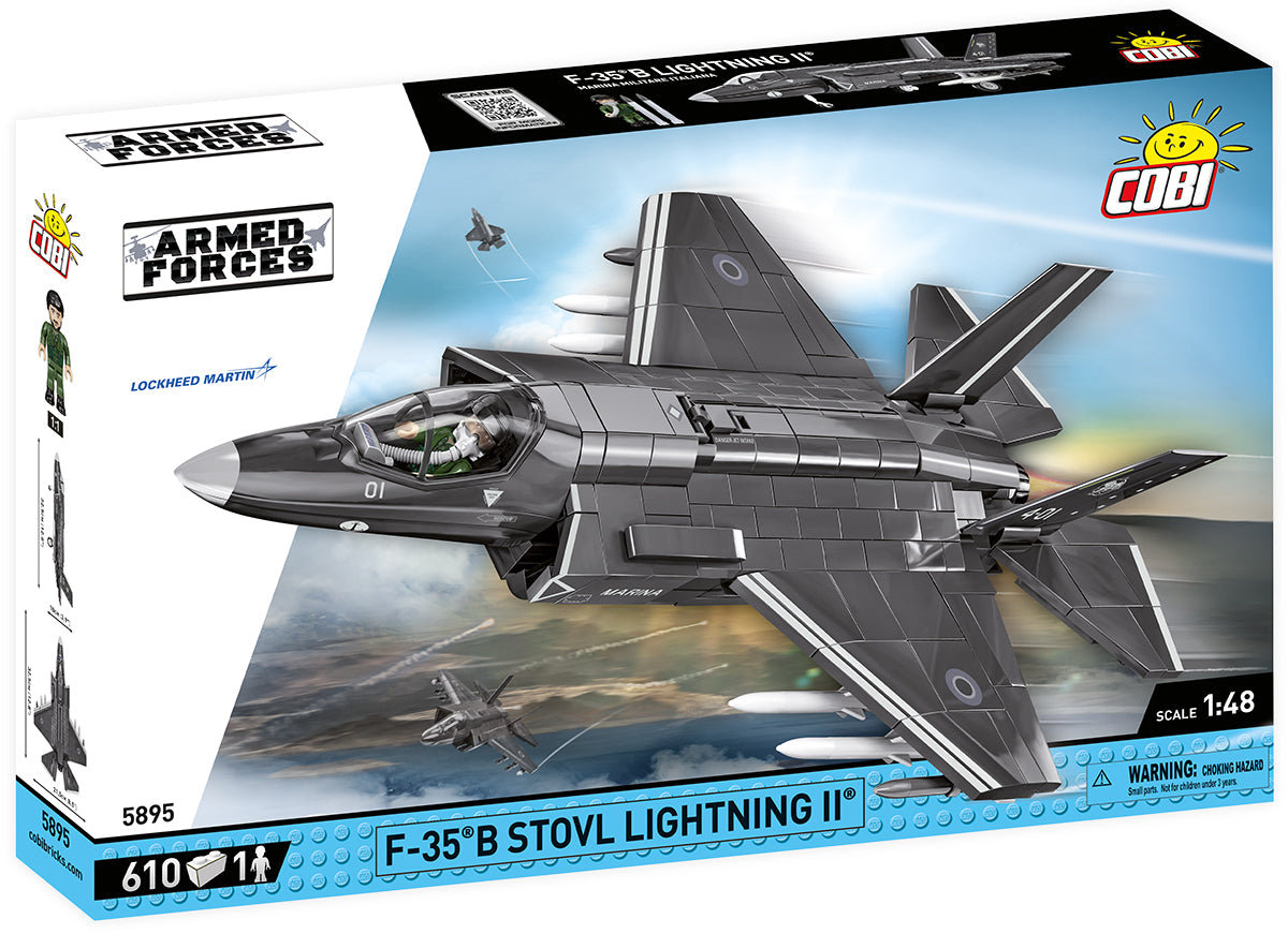 COBI F-35B STOVL Lightning II 1:48 (5857) – Stealth Kampfjet Klemmbaustein Modell mit 610 Teilen