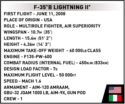 COBI F-35B STOVL Lightning II 1:48 (5857) – Stealth Kampfjet Klemmbaustein Modell mit 610 Teilen