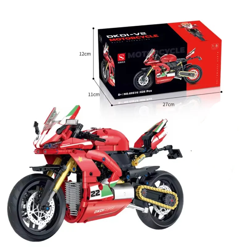 GULY 60516 – Rotes V2 Rennmotorrad 1:8 | 626 Teile