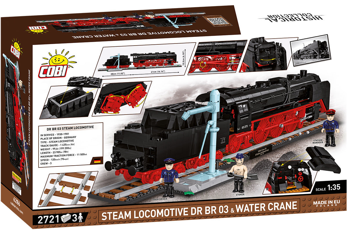 COBI DR BR 03 Dampflokomotive & Wasserkran Executive Edition 1:35 (6286) – Eisenbahnmodell mit 2721 Teilen