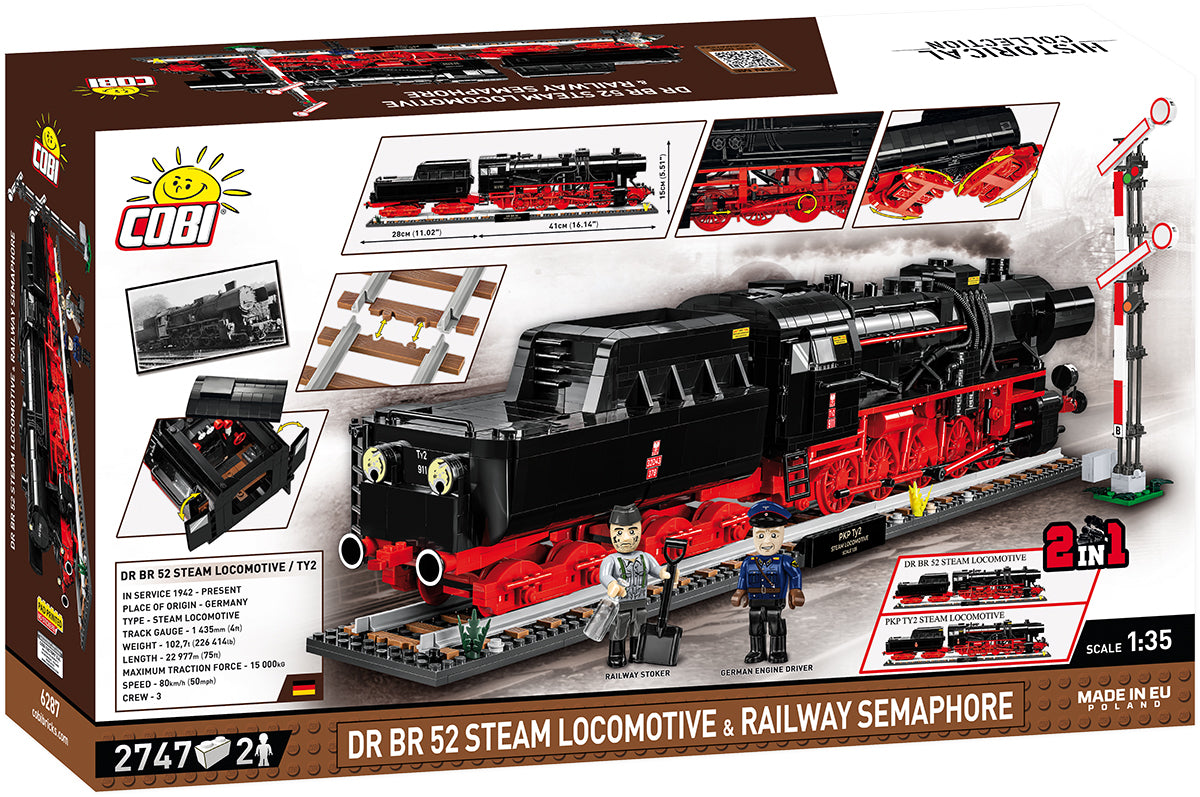 COBI DR BR 52 Dampflokomotive & Eisenbahn-Semaphor 1:35 (6287) – Executive Edition mit 2747 Teilen