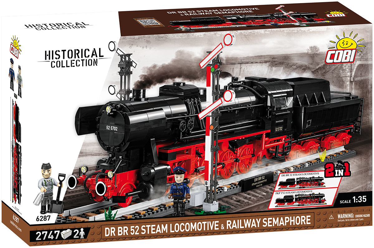 COBI DR BR 52 Dampflokomotive & Eisenbahn-Semaphor 1:35 (6287) – Executive Edition mit 2747 Teilen