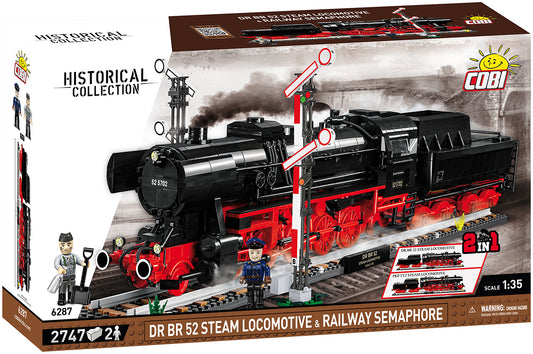 COBI DR BR 52 Dampflokomotive & Eisenbahn-Semaphor 1:35 (6287) – Executive Edition mit 2747 Teilen