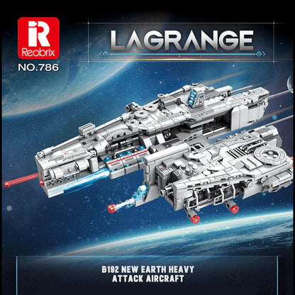 Reobrix 786 Lagrange B192 Heavy Attack Aircraft – Technic-Klemmbaustein-Set mit 800+ Teilen, futuristisches Kampfflugzeug-Modell