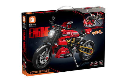 Forange FC9302 Technic-Set – 497 Teile, 2-in-1 Motorrad & Roboter Transformer, Technic-Klemmbausteine