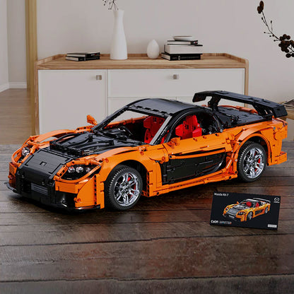 Premium CaDA Mazda RX-7 1:8 Klemmbaustein-Set (3182 Teile) mit RC-Fernsteuerung, LED-Beleuchtung & High-Detail Technik-Modell