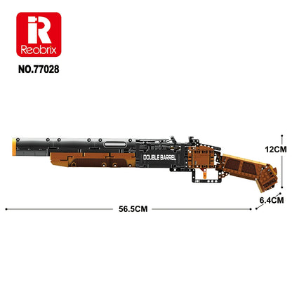 Reobrix Double Barrel Shotgun Klemmbaustein-Set – 1006 Teile, realistische Shotgun-Replica & Technikmodell