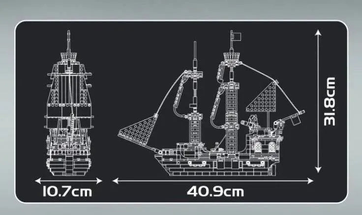 Mould King Black Pearl Piratenschiff-Set 10195 – 1:64 High-Detail Klemmbaustein-Modell mit Funktionsteilen & Deko-Qualität