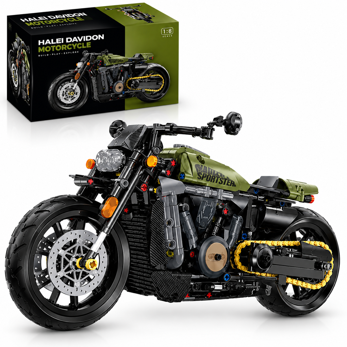 GULY 60514 Desert Burn – Militär Motorrad mit V-Twin | 590 Teile