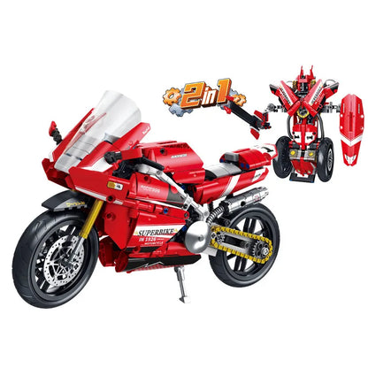 Forange FC9306 Engine-Morph Technic-Set – 594 Teile, Transformer-Modell Motorrad & Roboter, Technic-Klemmbausteine