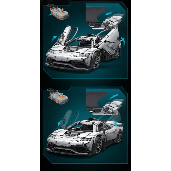 Premium CaDA Mercedes-AMG ONE 1:8 Klemmbaustein-Set (3290+ Teile) mit RC-Fernsteuerung & LED-Beleuchtung – High-Detail Technic Modell