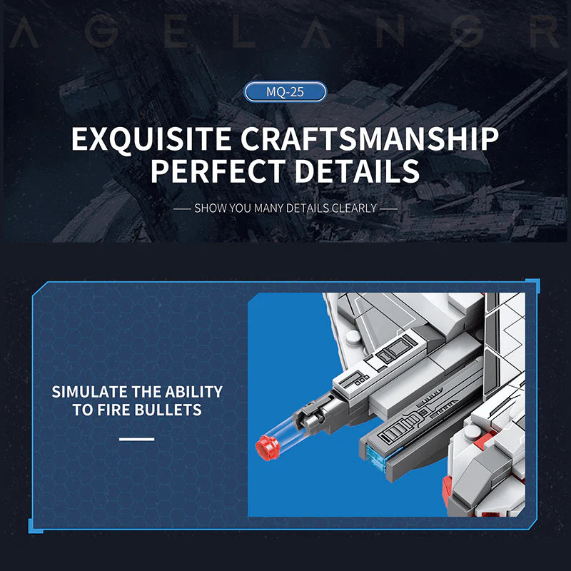 Reobrix 787 Lagrange MQ-25 Stingray Torpedo Bomber – 846 Teile Weltraum-Technic-Klemmbaustein-Set