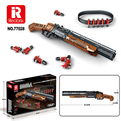 Reobrix Double Barrel Shotgun Klemmbaustein-Set – 1006 Teile, realistische Shotgun-Replica & Technikmodell